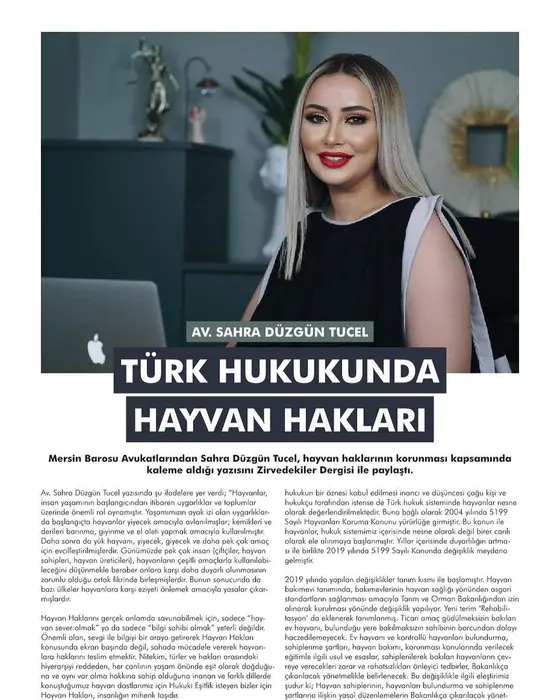 Zirvedekiler Dergisi — Animal Rights in Turkish Law, 2
